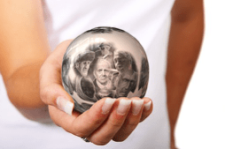 holding globe w older adults